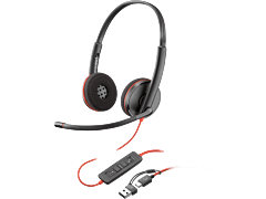Poly Blackwire 3220 Stereo USB-C Headset +USB-C/A Adapter (8X228AA)