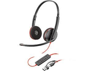 Poly Blackwire 3220 Stereo USB-C Headset +USB-C/A Adapter (8X228AA) - Left facing