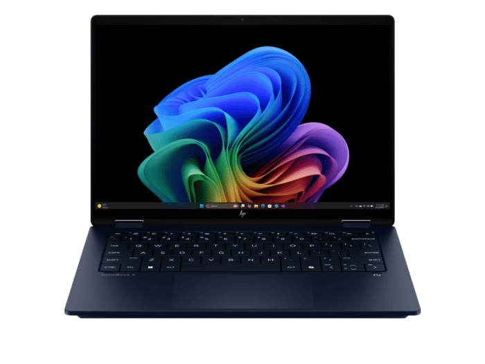 HP OmniBook X Flip 2-in-1 14 inch Laptop Next Gen AI 14-fm0139TU, Blue + HP Series 3 Pro 23.8 inch FHD Monitor  - 14-inch (35.56 cm) - Atmospheric blue aluminum (D79Q0PA-BN)