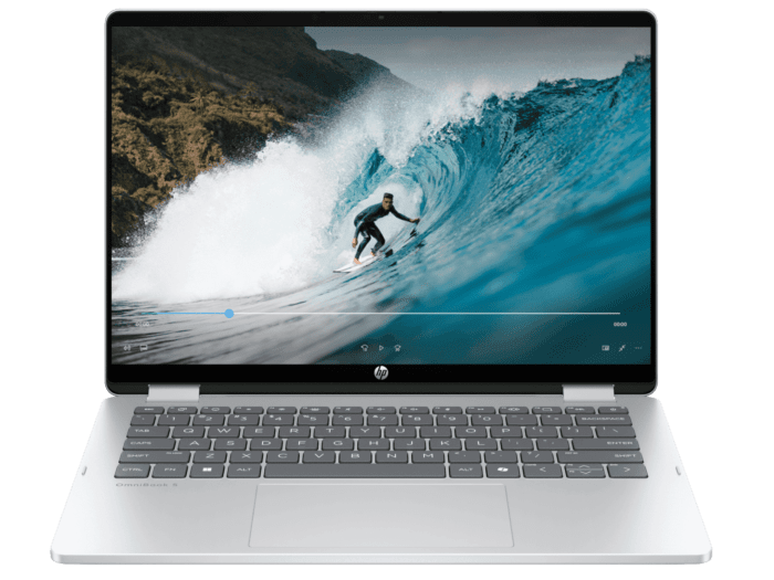 HP OmniBook 5 Flip 2-in-1 14 inch Laptop Next Gen AI 14-km0029TU, Silver - 14" - Glacier silver (D6ZB5PA)