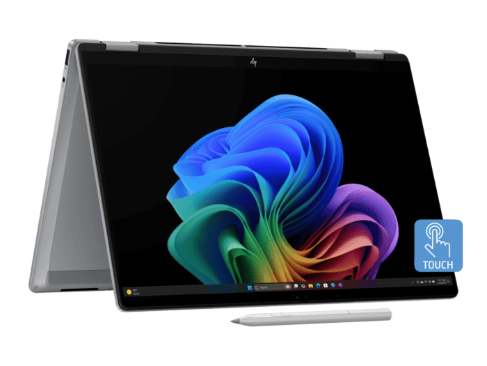 HP OmniBook X Flip Next Gen AI PC Laptop 14 inch 14-fm0064TU, Silver + HP Series 3 Pro 23.8 inch FHD Monitor  - 14" - Meteor silver (BQ4J6PA-BN1)