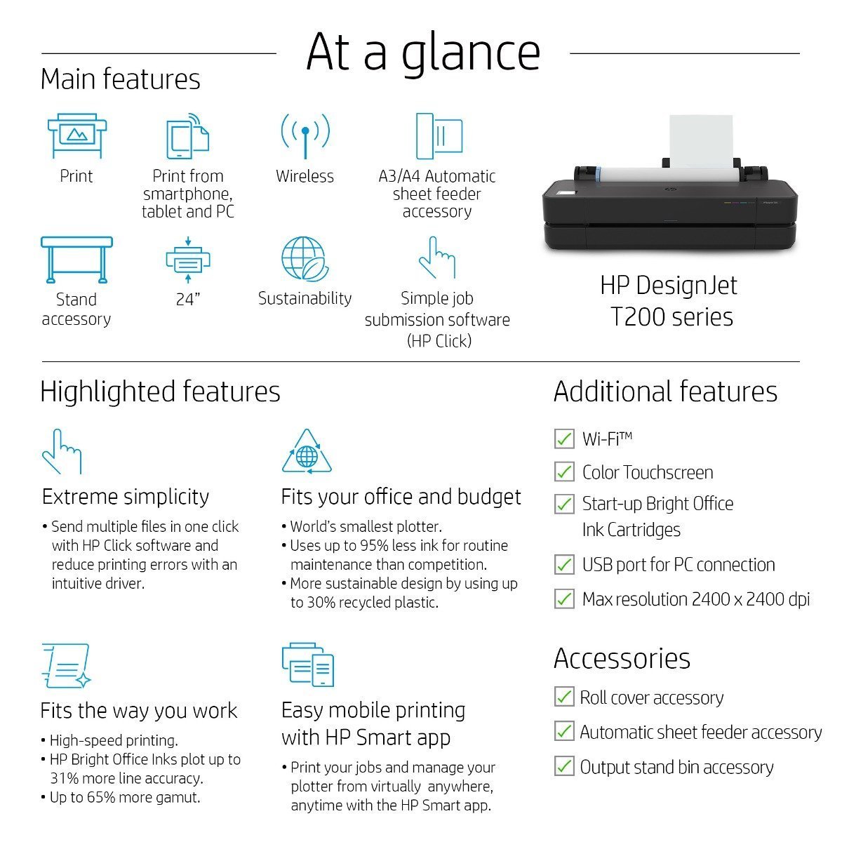 Hp Designjet T250 24 Inch Pact Large Format Plotter Printer Up To A1 Size With Mobile Printing 5hb06a Hp Store Singapore